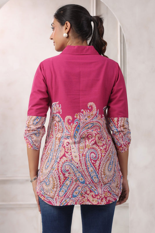 Exclusive Magenta Color Cotton Tunic