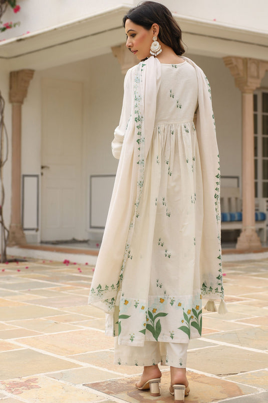 White Color Cotton Beguiling Readymade Suit