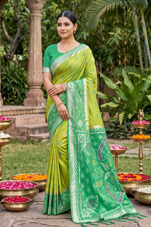 Sea Green Color Weaving Designs Silk Saree For Festive