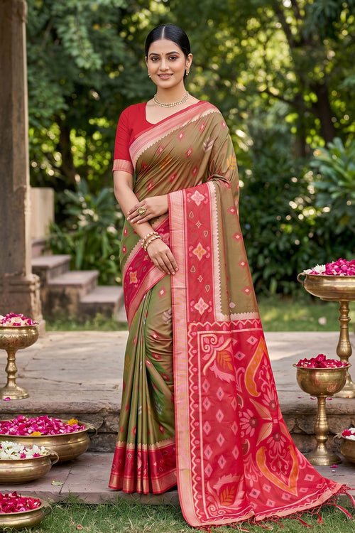 Green Color Festive Wear Weaving Designs Silk Saree