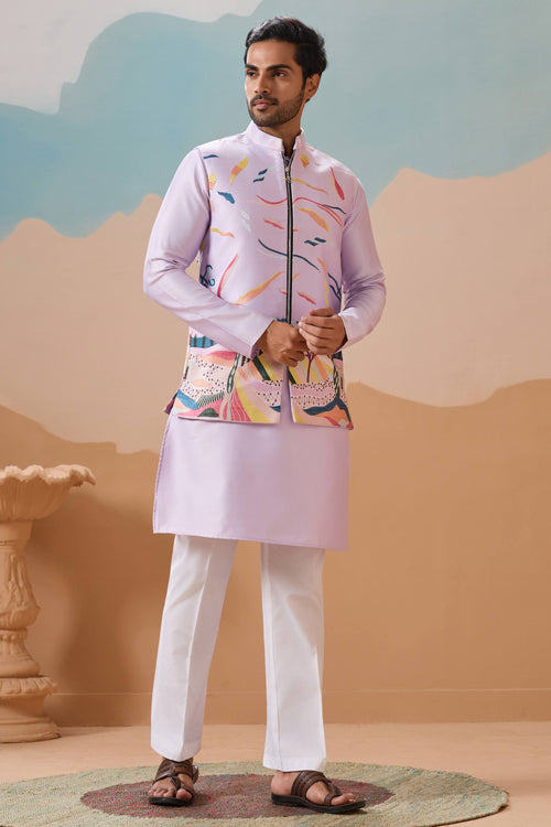 Art Silk Function Wear Trendy Readymade Kurta Pyjama For Men With Jacket