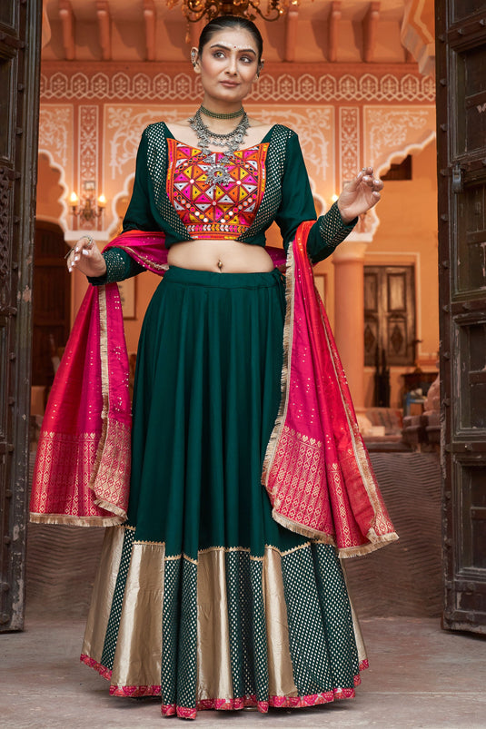 Soothing Green Color Rayon Fabric Readymade Lehenga Choli