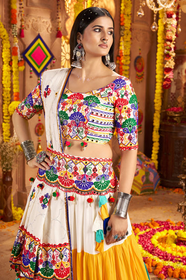 Navratri Special Multi Color Cotton Viscose Kediyu Lehenga With Dupatta