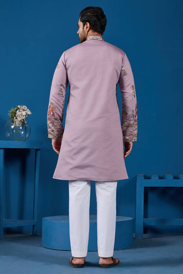 Viscose Silk Pink Sangeet Wear Readymade Men Stylish Kurta