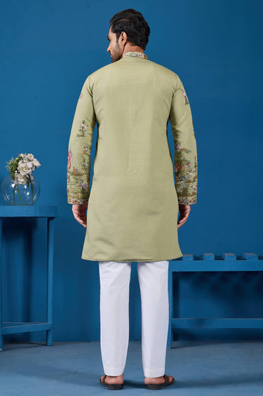 Stunning Sea Green Sangeet Wear Readymade Men Kurta