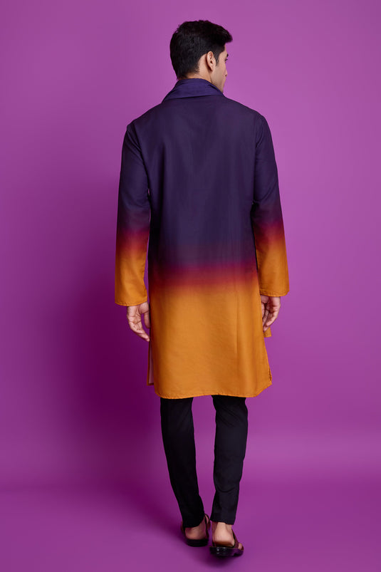 Purple Color Artistic Readymade Men Kurta