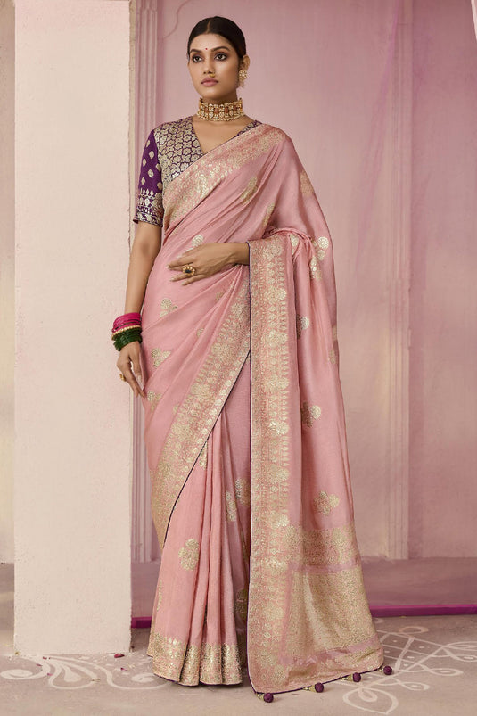 Pink Designer Silk Wedding Saree