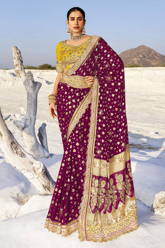 Charming Purple Georgette Bridal Saree