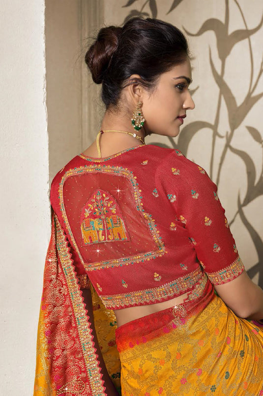 Elegant Mustard Silk Wedding Saree