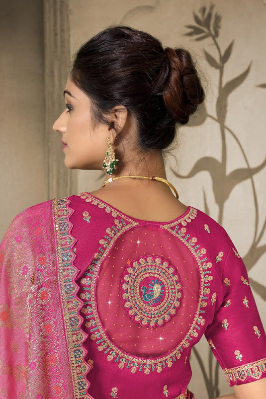 Pink Silk Weaving Bridal Saree