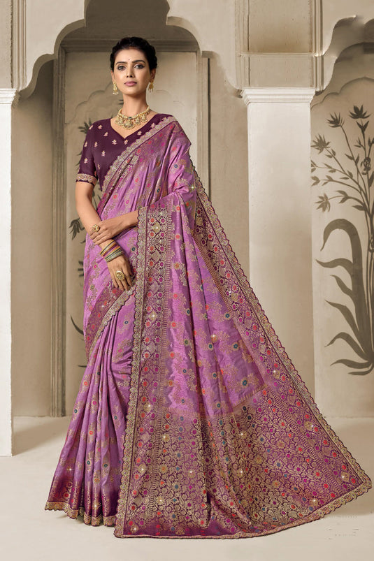 Luxury Lavender Weave Silk Saree