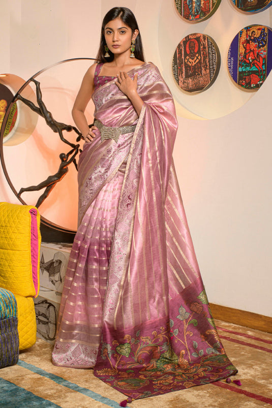 Multi Color Gorgeous Organza Fabric Printed Festive Wear Saree