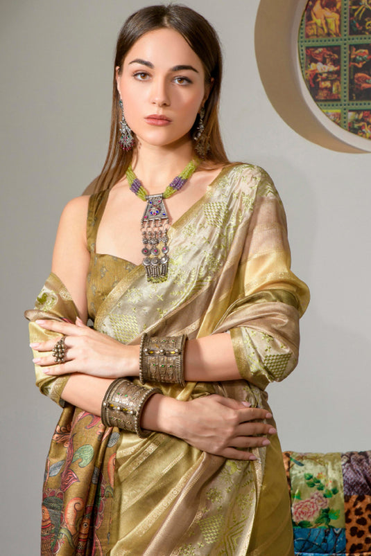 Multi Color Glorious Organza Fabric Printed Festive Wear Saree