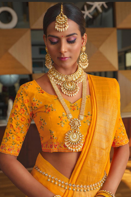 Mustard Color Festive Wear Art Silk Fabric Charismatic Saree