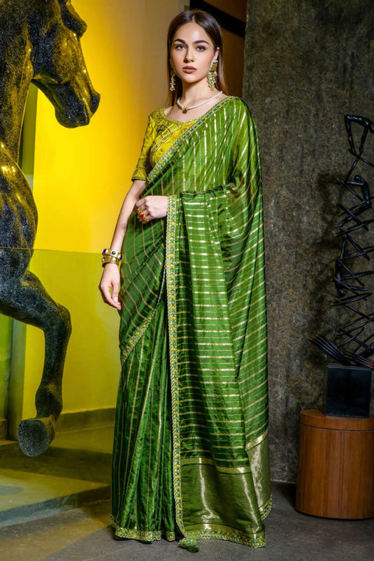 Green Color Fantastic Art Silk Saree With Weaving Work