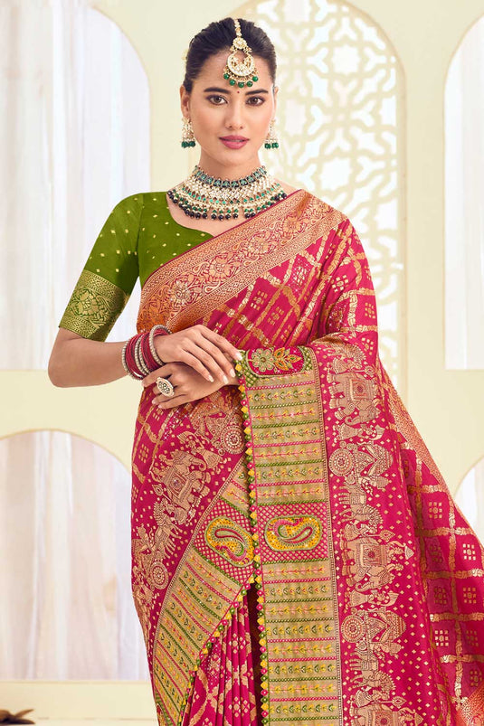 Rani Color Pleasant Weaving Designs Silk Saree