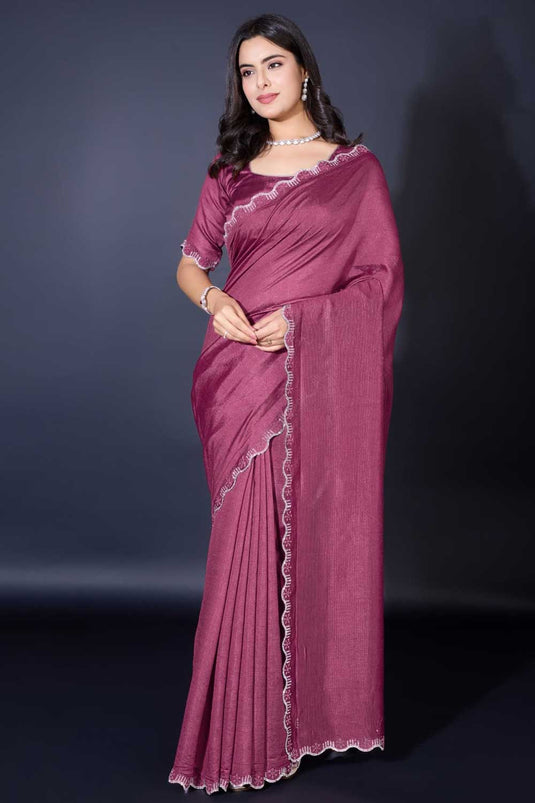 Border Work Attractive Fancy Fabric Saree In Pink Color