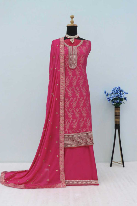 Nidhi shah Incredible Viscose Fabric Pink Color Salwar Suit