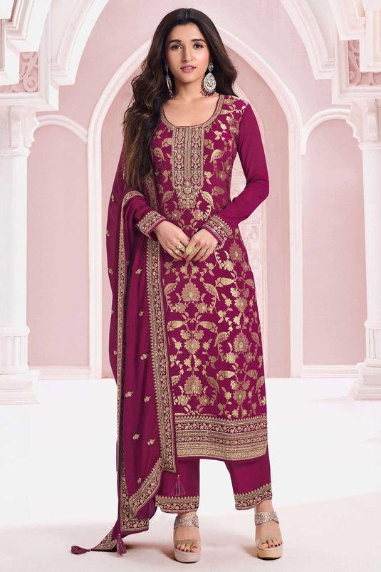 Nidhi shah Creative Viscose Fabric Salwar Suit In Wine Color