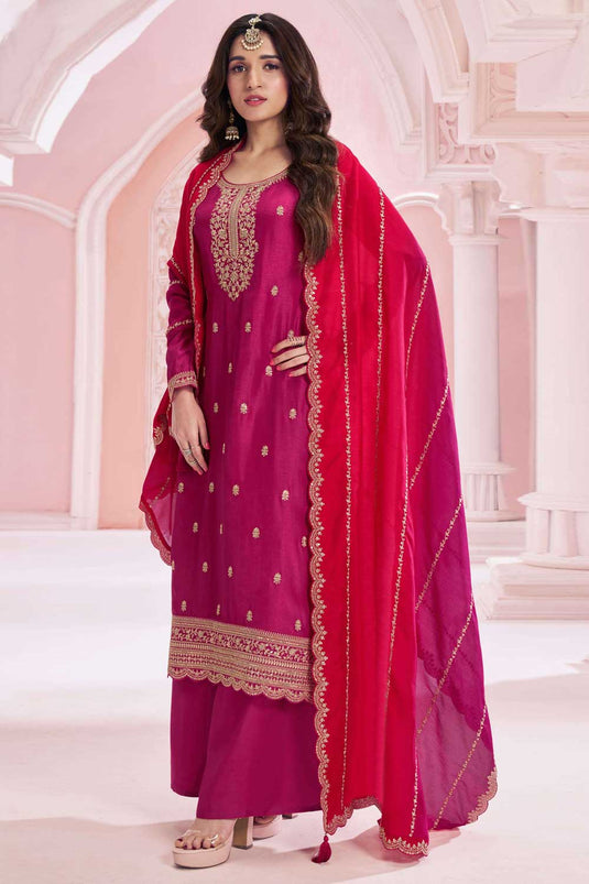 Nidhi shah Rani Color Vichitra Fabric Tempting Palazzo Suit