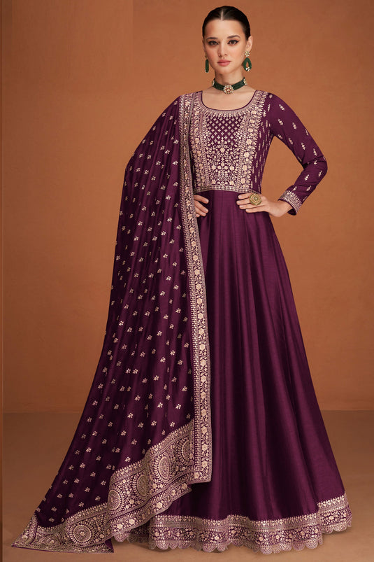 Eugeniya Belousova Charming Purple Color Art Silk Fabric Anarkali Suit