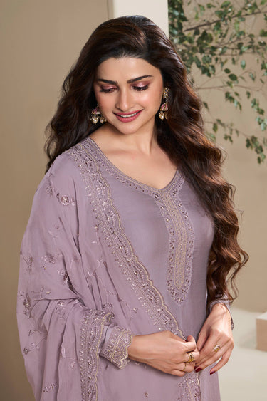 Prachi Desai Embroidered Crepe 3 Piece Straight Cut Salwar Suit