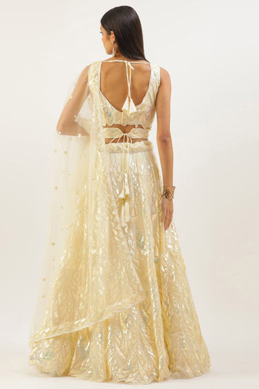 Classic Sequins Work Designs Yellow Color Sangeet Wear Lehenga Choli