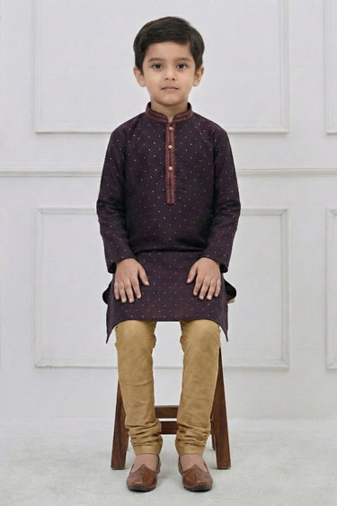 Purple Silk Fabric Festive Wear Readymade Kurta Pyjama For Boys