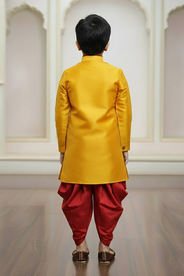 Art silk Orange Readymade Indo Western For Boys