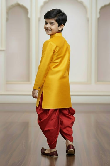 Art silk Orange Readymade Indo Western For Boys
