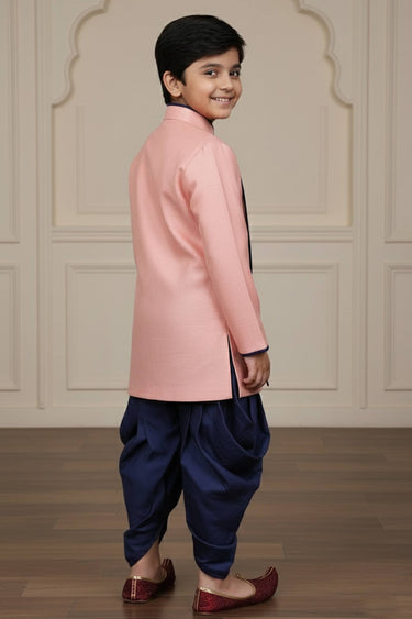 Art Silk Pink Readymade Indo Western For Boys
