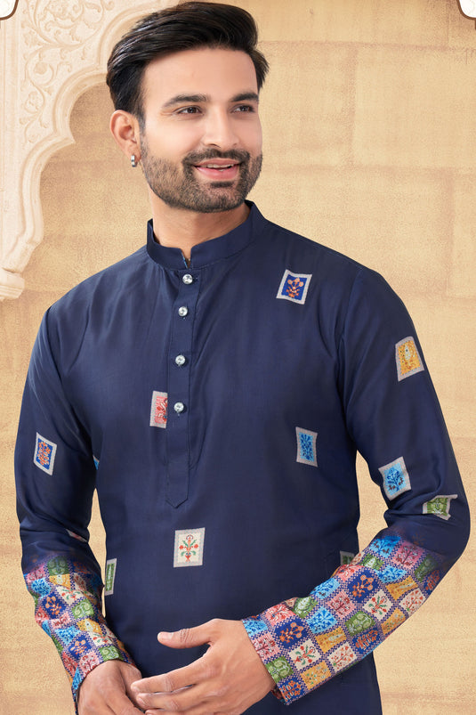 Navy Blue Serene Misty Calm Kurta Pyjama