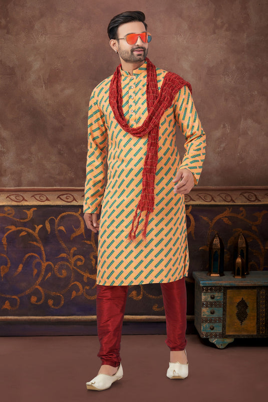 Jacquard Yellow Long Sparkle Kurta Pyjama