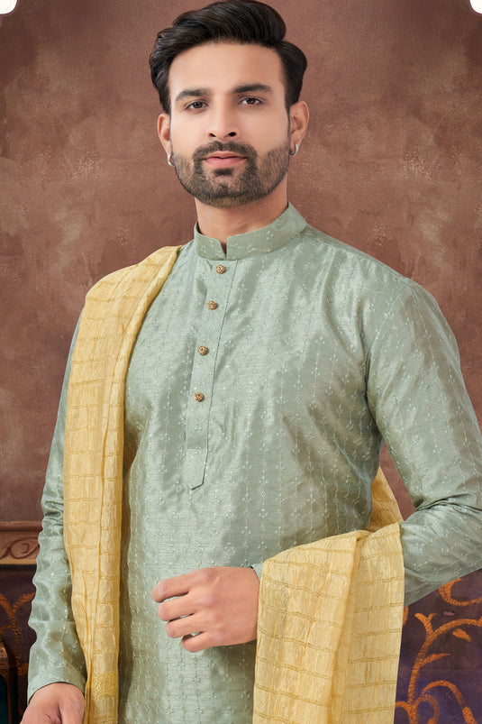 Serenity Sea Green Long Kurta Pyjama Set