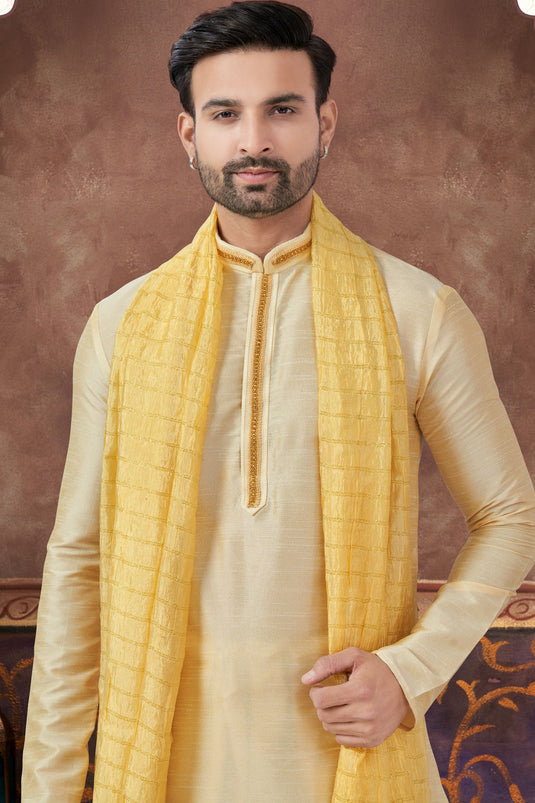 Blossoming Golden Festive Wear Kurta Pyjama