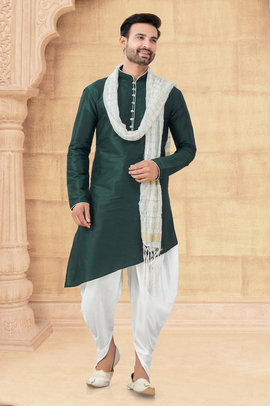 Gleaming Dark Green Embellished Kurta Pyjama Set