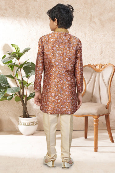 Peach Art Silk Fabric Festive Wear Readymade Indo Western For Boys