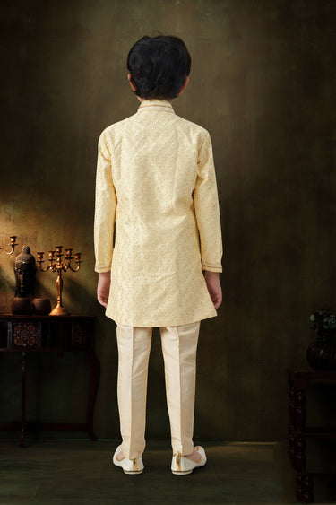 Art Silk Yellow Festive Wear Readymade Indo Western For Boys