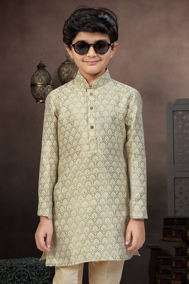 Jacquard Fabric Sea Green Sangeet Wear Readymade Kurta Pyjama For Boys