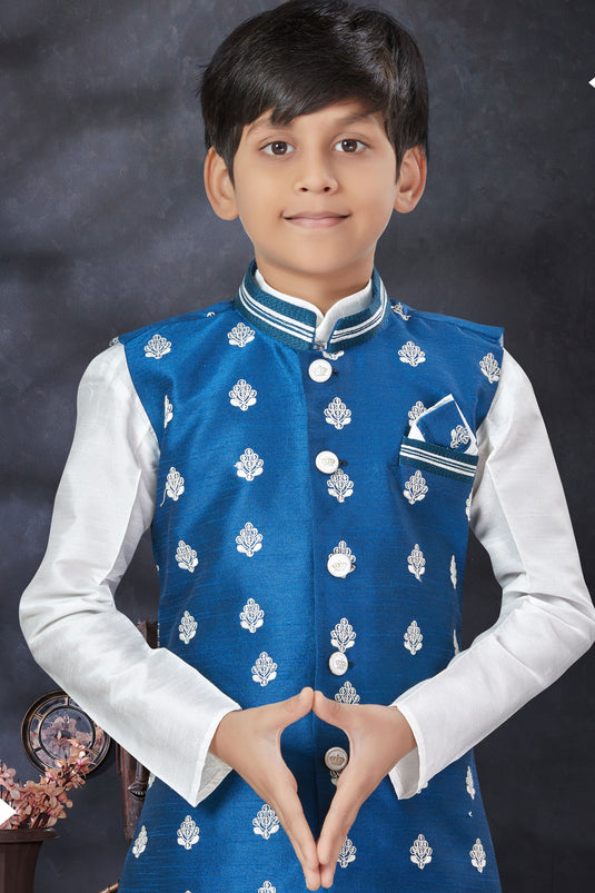 Off White Color Occasion Wear Readymade Boys Kurta Pyjama