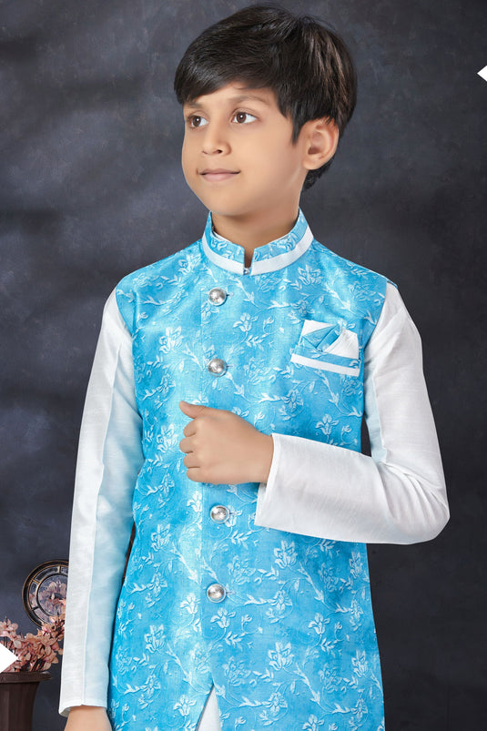 Off White Color Designer Readymade Kurta Pyjama For Boys