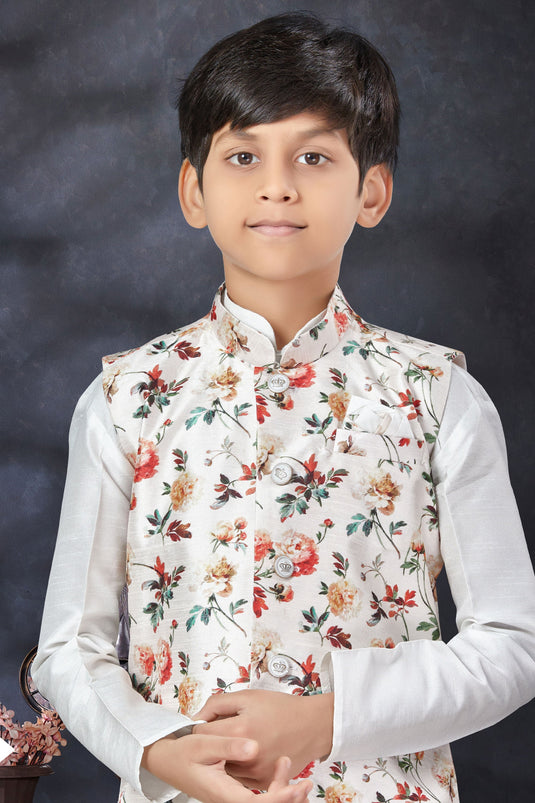 Function Wear Readymade Kurta Pyjama For Boys In Art Silk Fabric