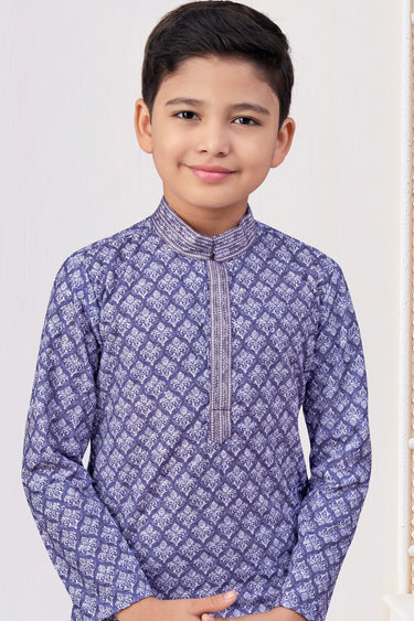 Designer Readymade Kurta Pyjama For Boys In Purple Color