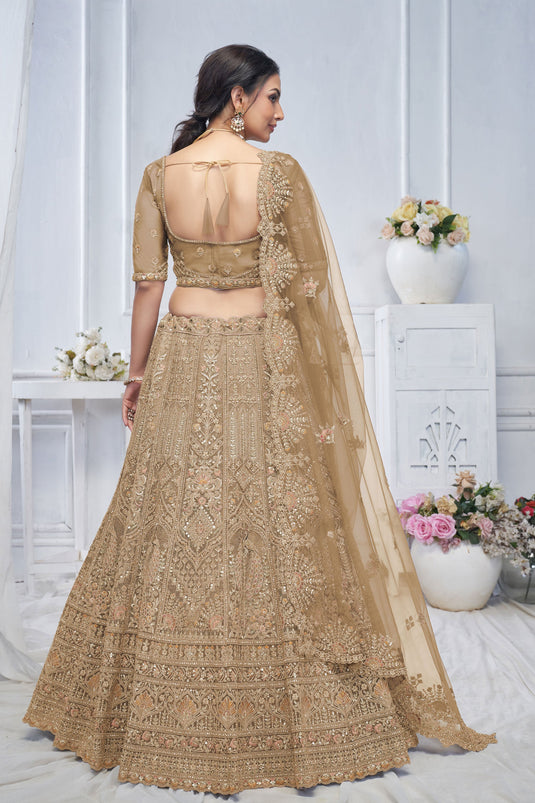 Fetching Net Brown Wedding Lehenga Choli