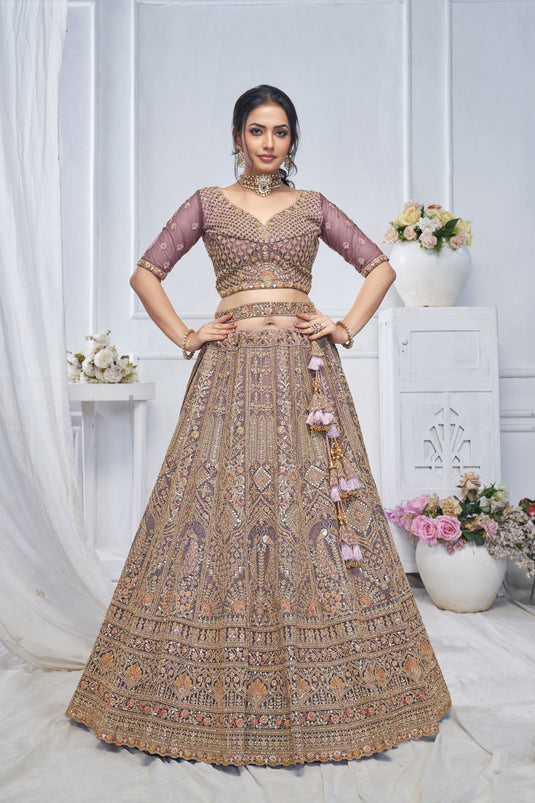 Stunning Net Purple Wedding Lehenga Choli