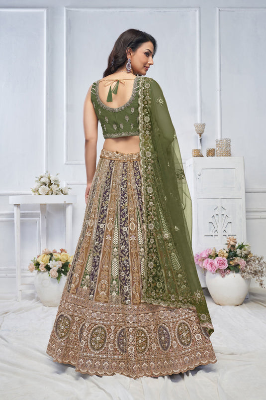 Beautiful Net Green Wedding Lehenga Choli