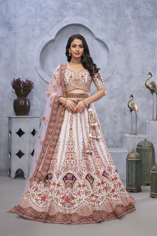 Attractive Organza Silk Purple Wedding Lehenga Choli