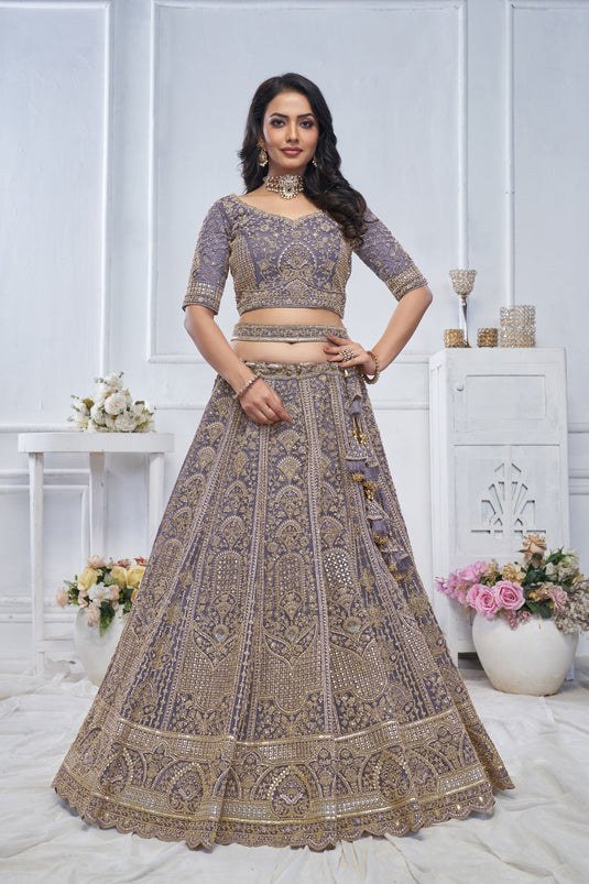 Alluring Net Purple Wedding Lehenga Choli