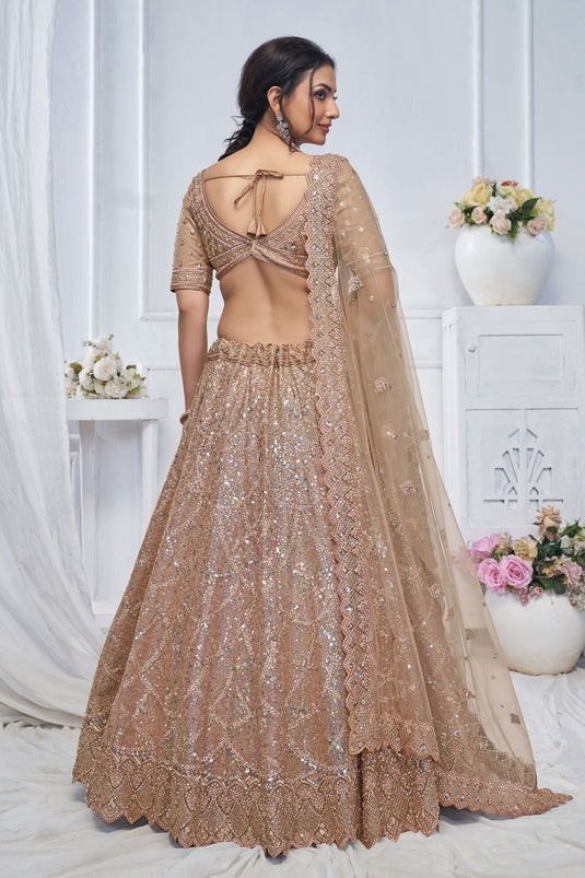 Graceful Net Brown Wedding Lehenga Choli