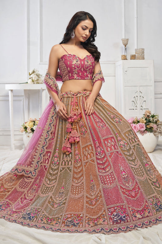 Artistic Net Multi Color Wedding Lehenga Choli